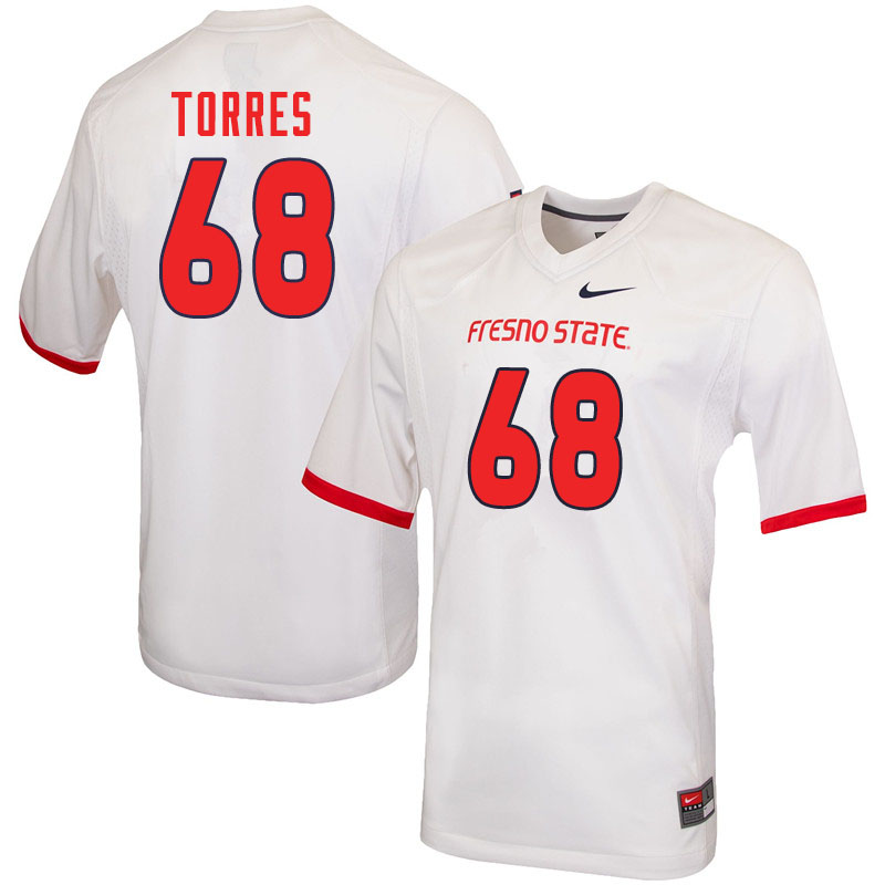 Men #68 Jared Torres Fresno State Bulldogs College Football Jerseys Sale-White